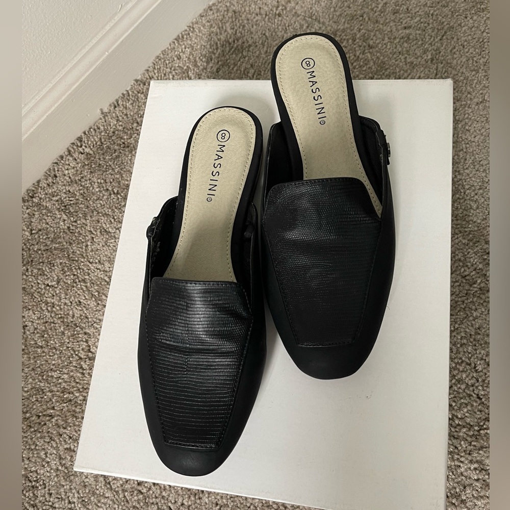 Massimo Black Women's Slip-On Shoes Massini Remi Black Slip on Flats Size 8 - Picture 2 of 10